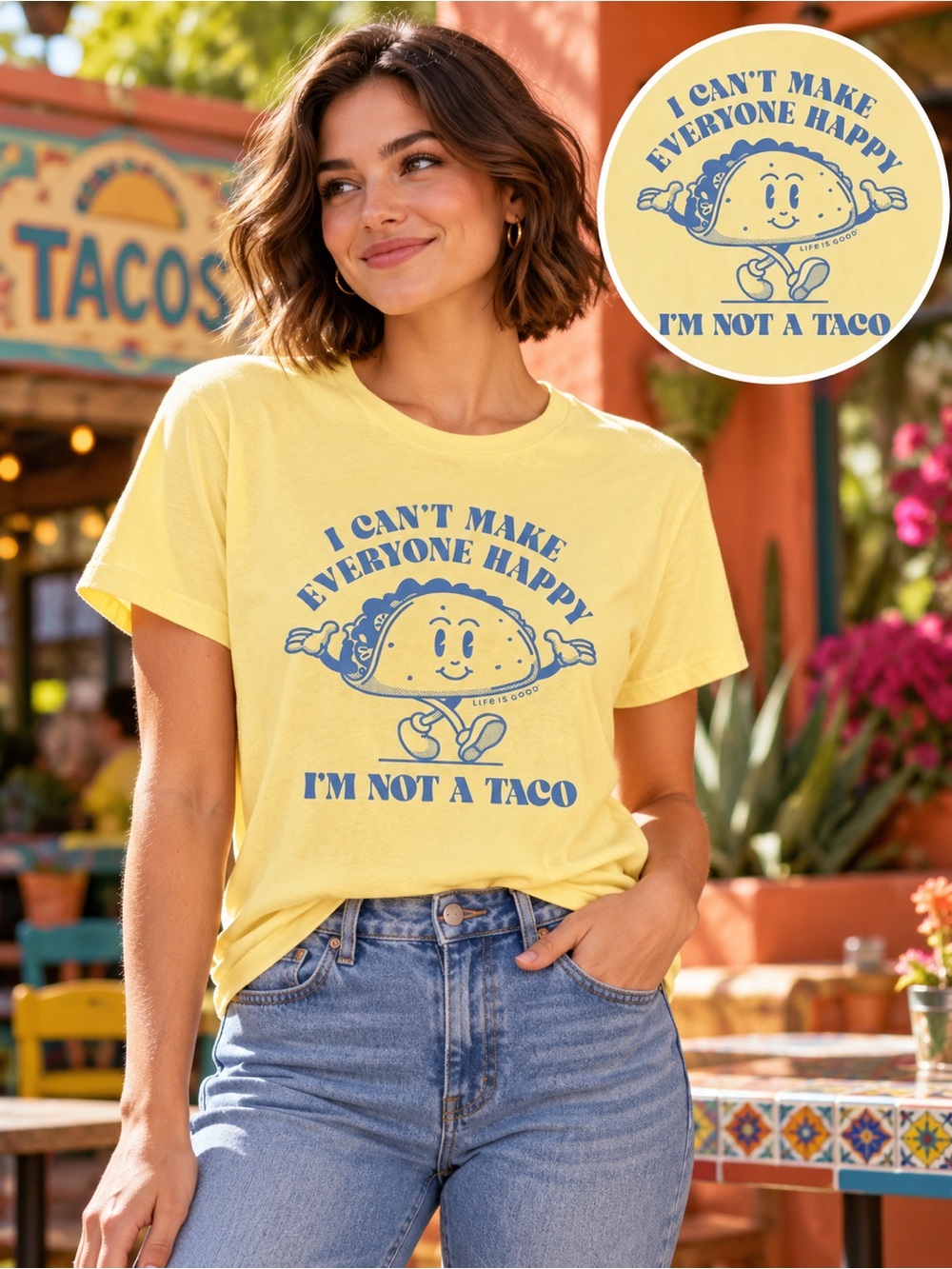 NWT Life Is Good ‘I'm Not a Taco’ Short Sleeve Tee L/XL.